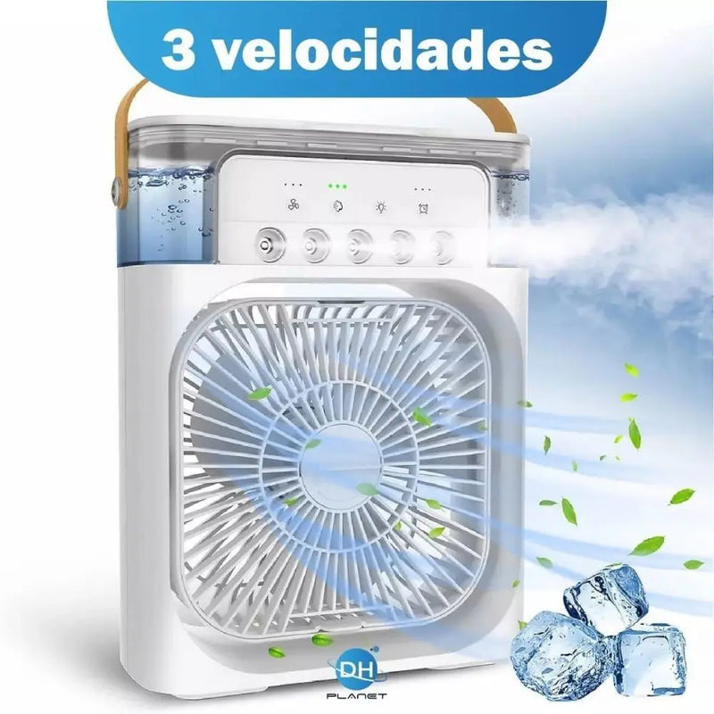 Ventilador Portátil de Mesa Mini Ar Condicionado - Frescor e Conforto Personalizados com LED e Umidificação!