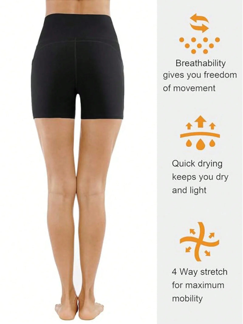 Shorts de Yoga de Cintura Alta com Controle de Barriga - Conforto e Suporte para Seus Treinos!