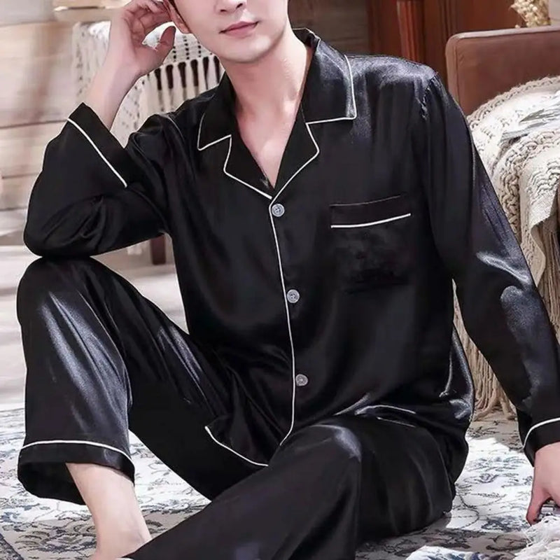 Conjunto de Pijamas Masculino em Cetim - Elegância e Conforto para Você e Seu Amor!