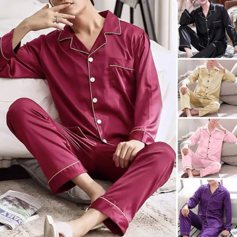 Conjunto de Pijamas Masculino em Cetim - Elegância e Conforto para Você e Seu Amor!