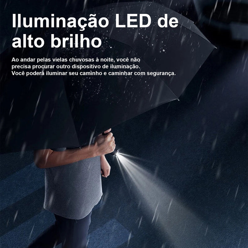 Guarda-chuva Dobrável Automático de 10 Ossos com Luz LED – Proteção em Qualquer Clima!