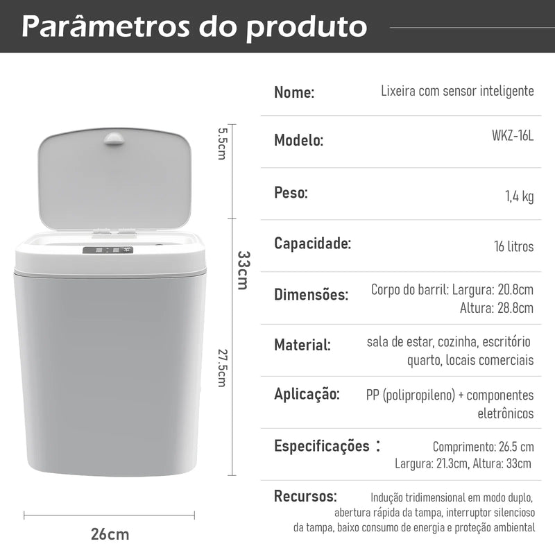 Lixeira Inteligente com Sensor Automático – A Revolução na Limpeza do Seu Banheiro!